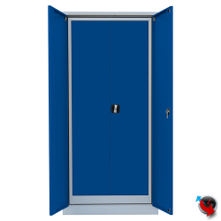 Artikel Nr. 530391 - Stahl-Aktenschrank SET - 2 Schränke Türen blau zum Preis von einem !  Stahlschränke Türen blau - Sofort lieferbar !!! 